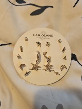 Park Lane Gold-Tone Star & Moon Mixed Earring Set with Clear Crystals